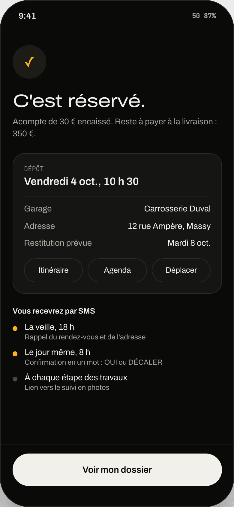 Votre rendez-vous est confirmé.