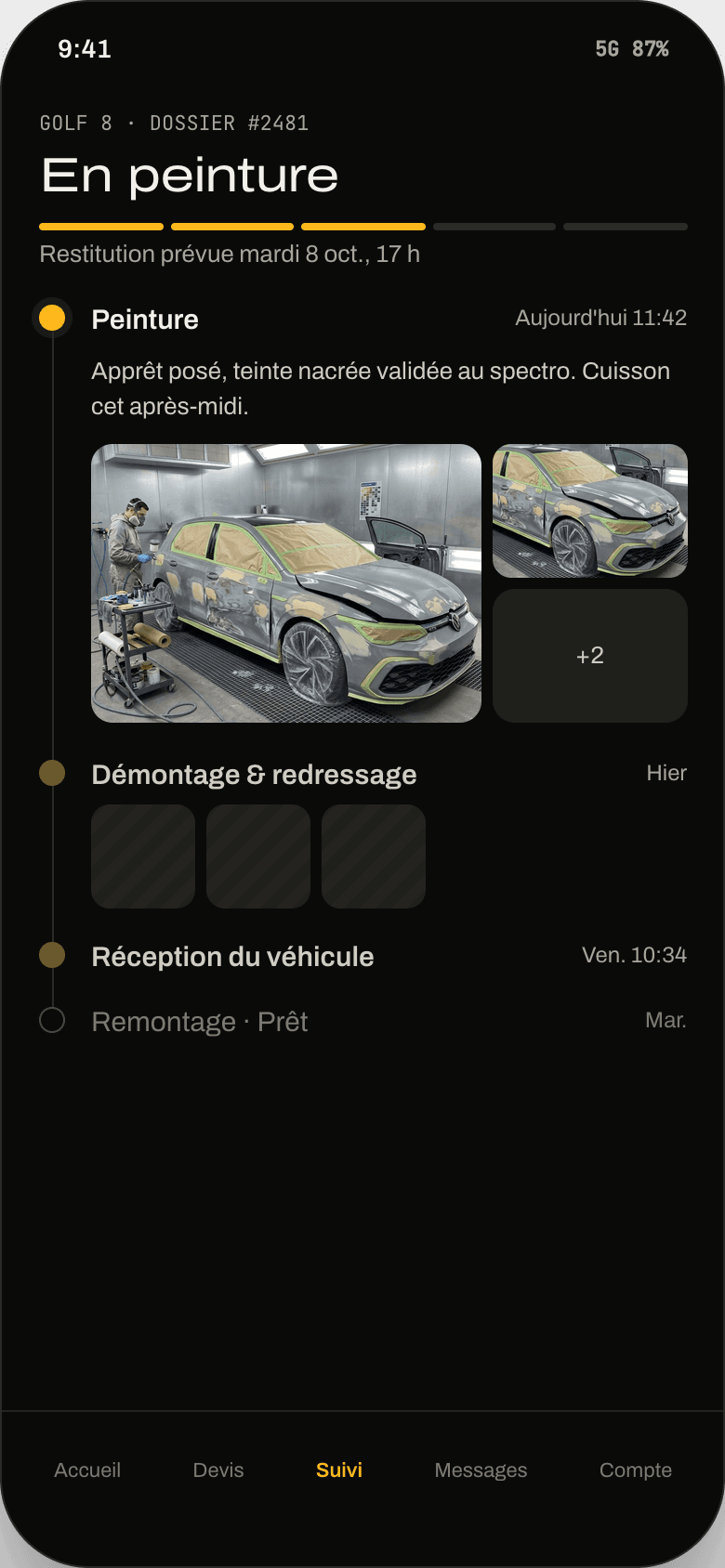 Vous suivez les travaux en photos.